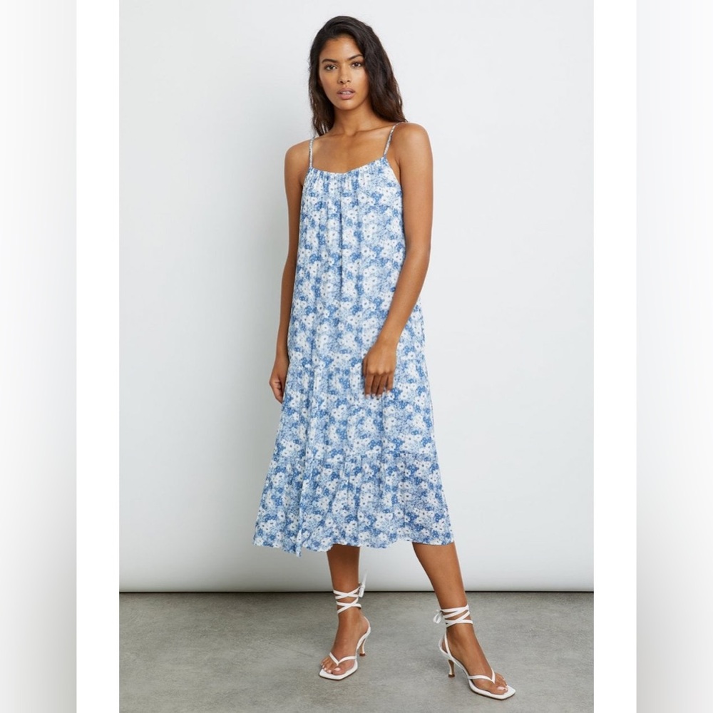 Rails Women's Adora Blue Jasmine Tiered Midi Spring Summer Floral Dress Sz XS